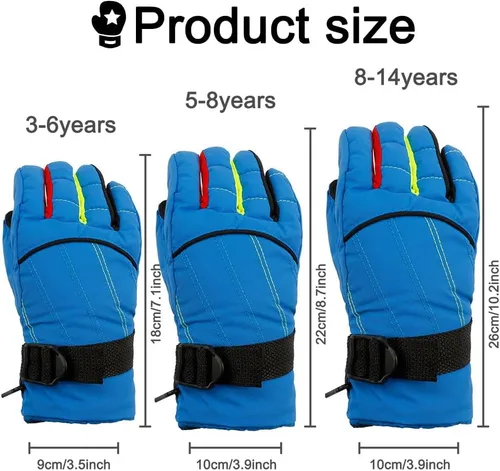 Vista 3 de Kids Snow Gloves,Kids Mittens Winter Waterproof,Girls Snow Gloves,Kids Gloves Winter Waterproof,Snow Gloves for Kids