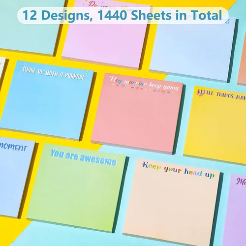Vista 3 de Zonon 36 notas adhesivas inspiradoras de 3 x 3 pulgadas, divertidos bloc de notas motivacionales, regalos de regreso a clases, para profesores