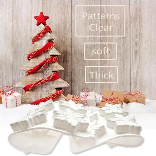 Vista 3 de 2 moldes de silicona para copos de nieve para chocolate, juego de moldes para hornear Acxydm Navidad, moldes de vela de Navidad, moldes de jabón