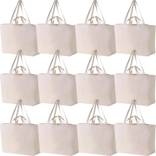 Vista 8 de Bolsa de lona grande y resistente de 27 x 16 x 8 pulgadas, extra grande, más grande, para compras, playa, bolsas reutilizables