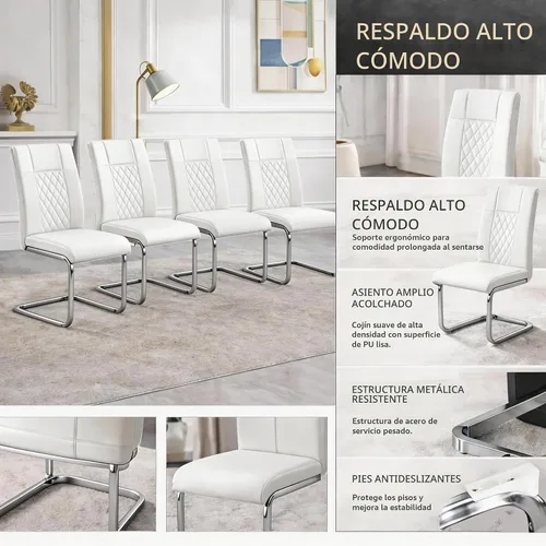 Vista 5 de Juego de 4 mesas de comedor de cristal de 51 pulgadas con patas