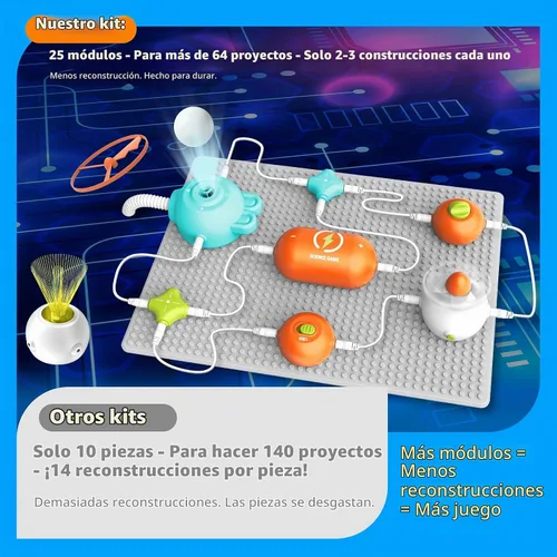 Vista 3 de Kits de ciencia para niños de 8 a 12 años, kit de circuito electrónico de Bloques de construcción de circuitos, kit de placa de circuito, kit