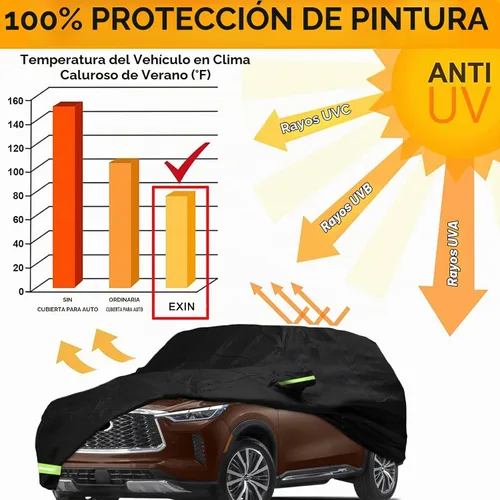 Vista 7 de YIXIN Funda impermeable para automóvil Infiniti QX80 2014-2026, ajuste personalizado, correa 100% impermeable a prueba de viento y bandas