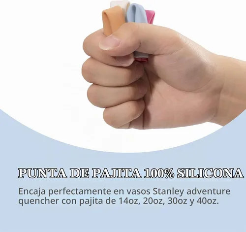 Vista 4 de 12 piezas de adornos de paja para vasos Stanley Adventure Quencher, puntas de paja reutilizables para popotes de 0.4 pulgadas de diámetro