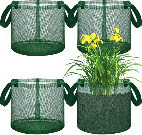 Vista 10 de EBaokuup 4 Piezas Bolsas de Plantación para Estanques Acuáticos - 7.1" Alto x 7.2" Diámetro Macetas de Malla Reutilizable para Jardín Acuático