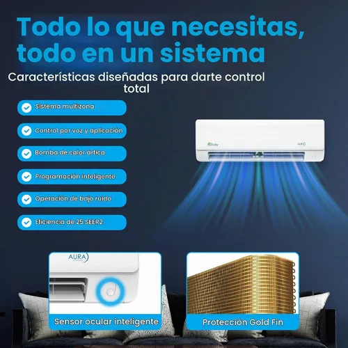 Vista 4 de Senville Mini Split AC/sistema de calefacción, 2 zonas, 18000 BTU