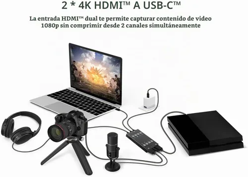 Vista 2 de Tarjeta de captura de video H2U, pantalla HDMI 4k a USB se puede cambiar