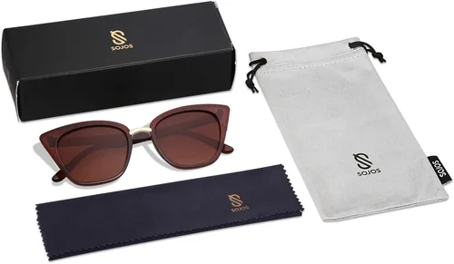 Vista 6 de Sojos Lentes de sol de diseñador, tipo ojo de gato, a la moda UV400 lentes de sol de protección SJ2052