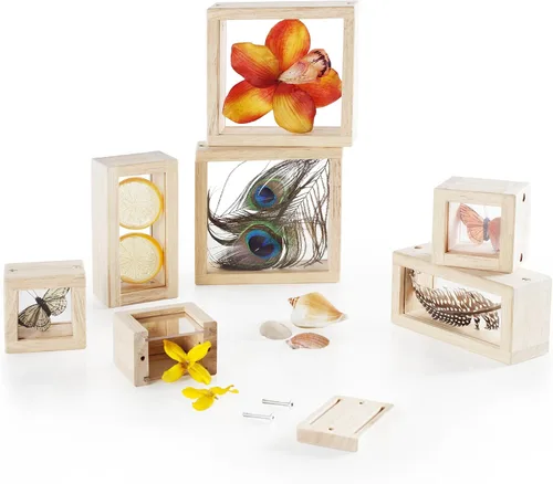 Vista 7 de Guidecraft Bloques de tesoros - Transparentes: bloques de observación de madera lisa con ventanas transparentes, juguete educativo para niños