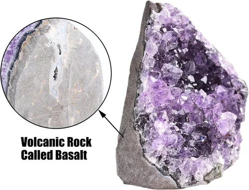 Vista 5 de JIC Gem Racimos de cristal de amatista natural, piedra de cuarzo en bruto de color púrpura profundo, geoda, espécimen para decoración del hogar