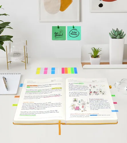 Vista 6 de Cuaderno rayado, 365 páginas, tamaño A4, diario grande para escribir a rayas, diario de cuero de tapa dura para mujeres y hombres, cuaderno diario