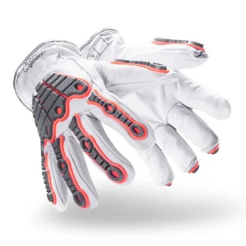 Vista 30 de HexArmor Chrome SLT® Series 4067 Leather Work Gloves, Large Resistente a los cortes, protección contra impactos 4067 Cuero Blanco y Naranja Impact