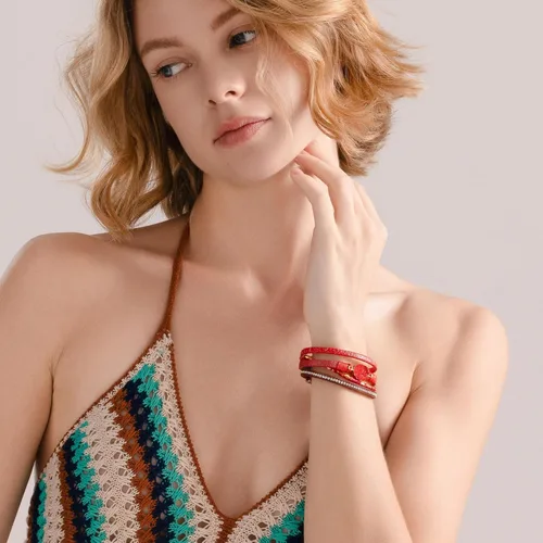 Vista 46 de FANCY SHINY - Pulsera de cuero estilo bohemio, pulsera de cuentas de cristal con cierre magnético, regalos de joyería para mujer