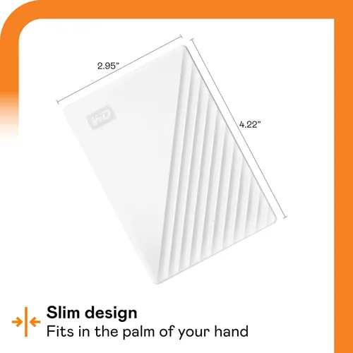 Vista 2 de Western Digital Disco duro externo portátil de 5TB My Passport con protección con contraseña y software de respaldo automático, blanco - Western