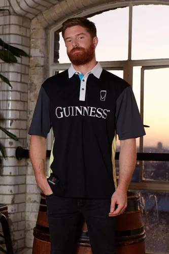 Vista 6 de Guinness Jersey de rugby de manga corta con rayas negras y amarillas