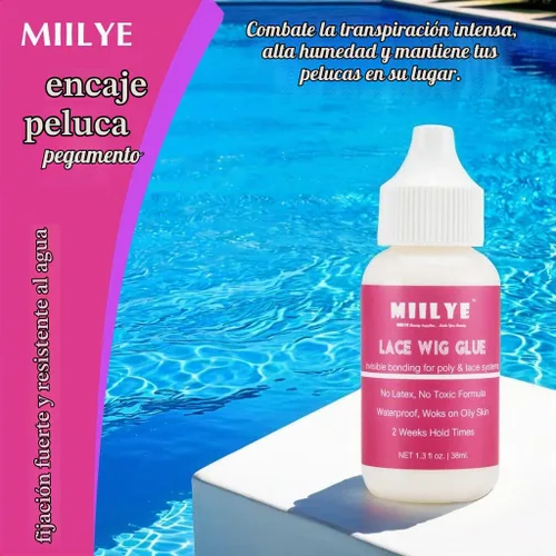 Vista 5 de MIILYE - Kit de adhesivo para peluca de encaje, pegamento en aerosol, pegamento de peluca de sujeción fuerte y removedor