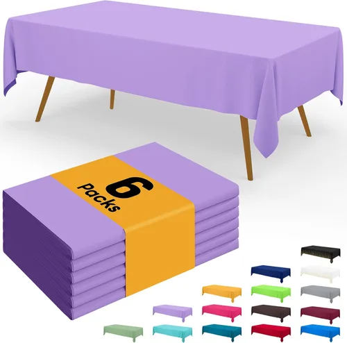 Vista 78 de Smiry - Juego de 6 manteles desechables, 54 x 78 pulgadas, manteles impermeables rectangulares para fiestas, cubierta de mesa de plástico
