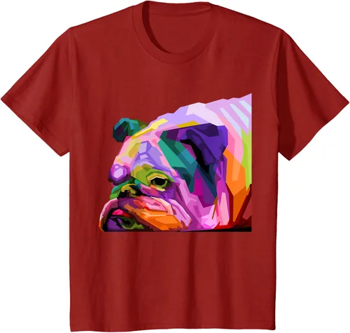 Vista 50 de Camiseta de retrato pop artístico de bulldog británico inglés para dueños de perros, Negro, S
