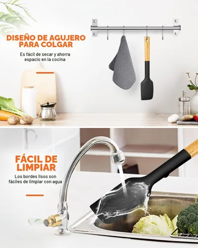 Vista 8 de Badiano Espátula resistente de silicona, raspador de goma para utensilios Negro