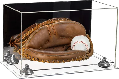 Vista 99 de Better Display Cases Vitrina de guantes de béisbol de acrílico transparente con elevadores negros (A011/V16)