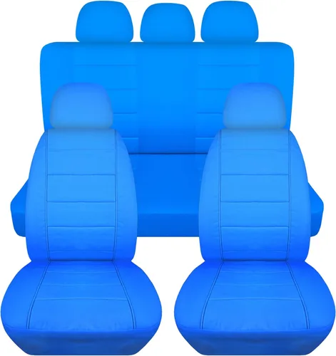Vista 23 de Totally Covers Fundas de asiento de coche sólidas con 5 fundas (2 delanteras + 3 traseras) para reposacabezas: color negro, ajuste