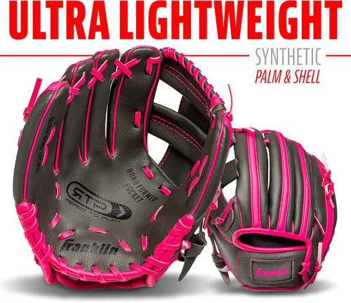Vista 4 de Franklin Sports Guantes de béisbol para niños, guantes de teeball RTP para jóvenes + juego de pelotas, guantes de teeball para niños y niñas, niños