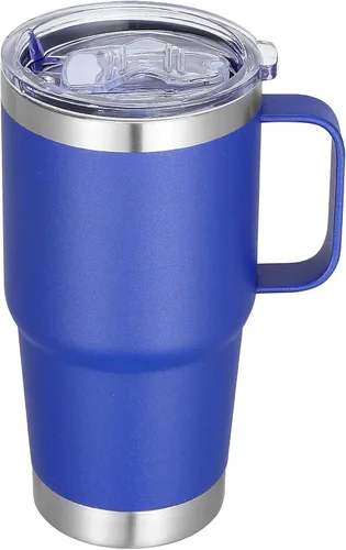 Vista 29 de Vaso térmico de acero inoxidable de 20 oz con asa, envase a granel, vasos termales metálicos aislados, taza de café de viaje con asa, vaso de doble