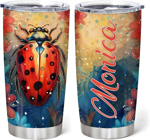 Vista 16 de Hyturtle Regalos personalizados para amantes de las mariquitas – Just A Girl Who Loves Ladybugs - Vaso de acero inoxidable personalizado de 20 onzas