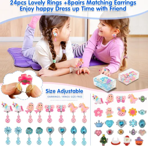 Vista 3 de Juguetes para edades de 5 a 7 años, joyería, juguetes para niñas de 8 a 10 años, aretes de clip, juguete para niñas pequeñas de 6 a 8 años, disfraz