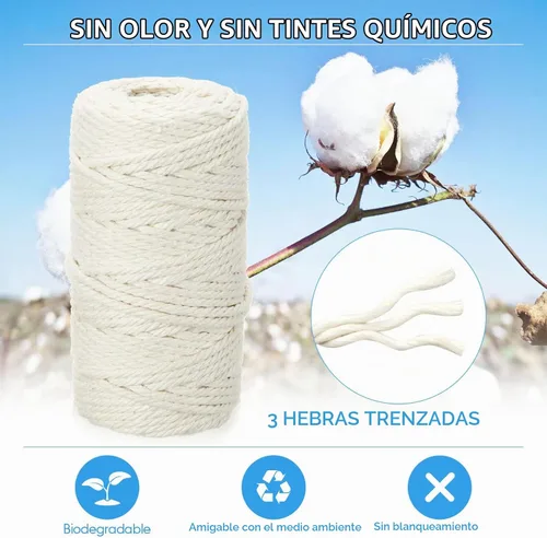 Vista 4 de Kenning 32 Rollos de Cuerda de Macramé 4 Hilos 3 mm x 1760 Yardas de Cuerda de Algodón Natural a Granel Cuerda de Algodón Colorida para Manualidades