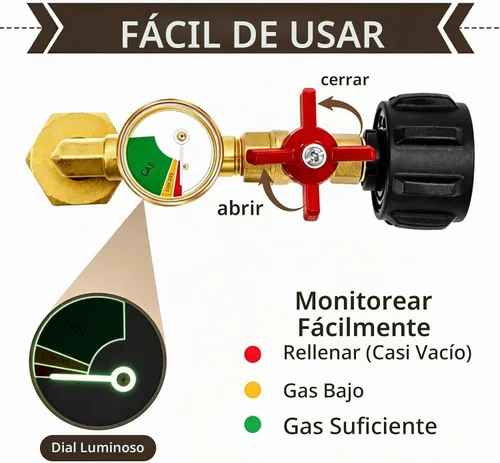 Vista 3 de Adaptador de Recarga de Propano para Tanques de 1 Libra, Adaptador de Propano de 20 libras a 1 libra Convertidor con Válvula Medidora, Adaptador