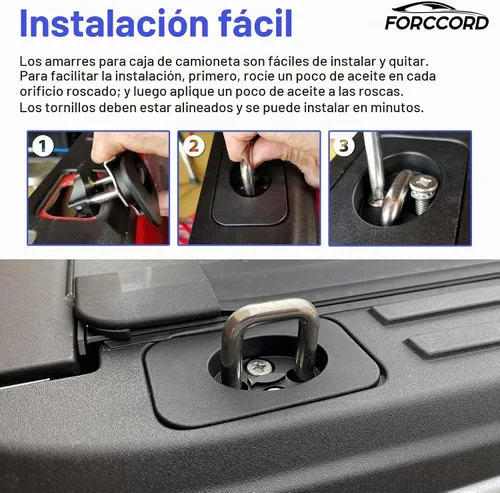 Vista 5 de Paquete de 2 anclajes de amarre para Ford F-150 2015-2026