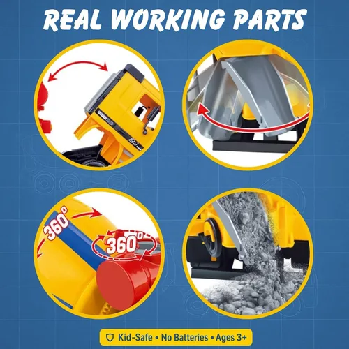 Vista 3 de Liberty Imports Camión de construcción de gran tamaño de 15 pulgadas para niños, vehículos a escala 1:22 con piezas móviles realistas