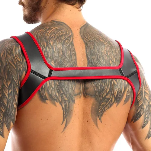 Vista 3 de ACSUSS Arnés ajustable de neopreno para hombre, correa de hombro, protector de músculos, ropa de club