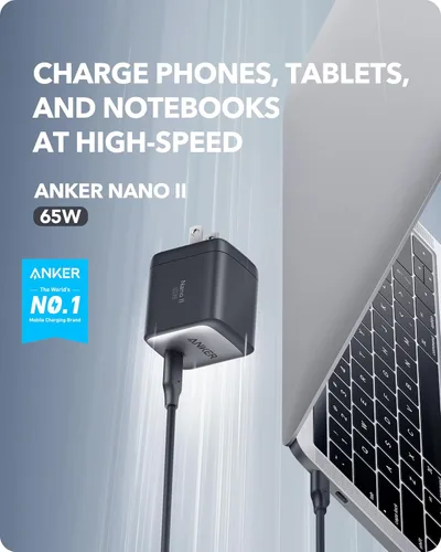 Vista 8 de Anker Nano 65W GaN II PPS USB C, cargador plegable compacto rápido