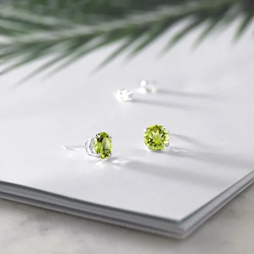 Vista 7 de Juego de 4 piedras de nacimiento de peridoto verde para mujer pulsera 7 pulgadas pendientes 0276in colgante 0354 x 0276in chaquetas 0276in