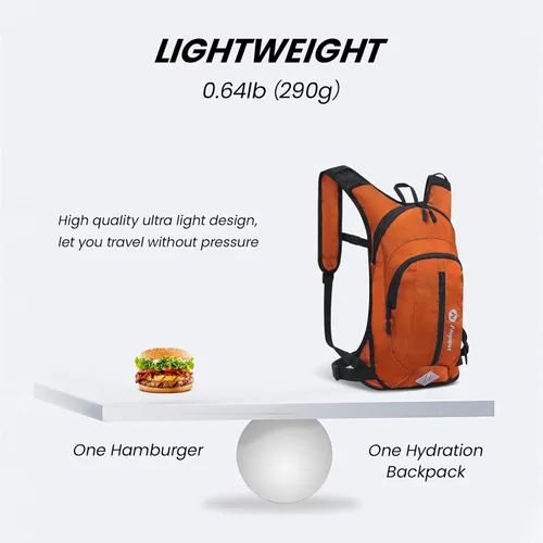 Vista 3 de Nepest Hydration Pack Backpack for Women & Men, Lightweight Water Backpack with 2L Water Bladder for Hiking Cycling Running Biking Naranja