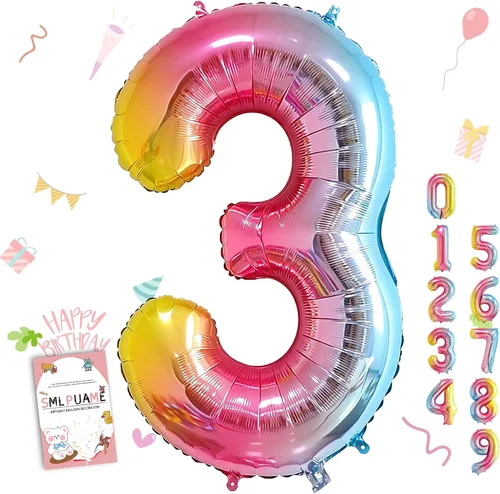 Vista 33 de Globos grandes de 40 pulgadas de números del 0 al 9, globos numéricos para decoración de fiesta de cumpleaños, globos de helio de aluminio