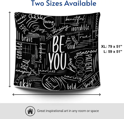 Vista 3 de ESLA - Tapiz negro para colgar en la pared, extra grande, para dormitorio, aula, dormitorio, decoración motivacional para niño y niña, 59 pulgadas
