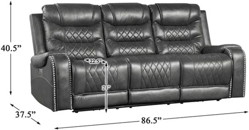 Vista 3 de Pemberly Row Sofá reclinable doble de microfibra tradicional de 21" en gris