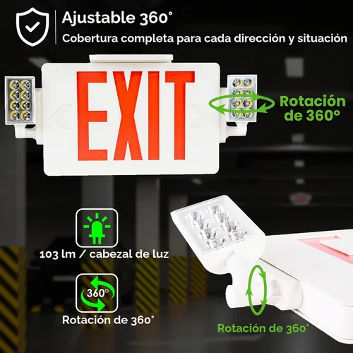 Vista 6 de Gruenlich Señal de salida con luz de emergencia, batería de respaldo, 1
