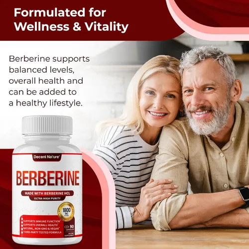 Vista 6 de Suplemento de berberina de 1800 mg – Berberina HCl de primera calidad 97% de alta pureza, apoya el sistema inmunológico, clorhidrato y extracto