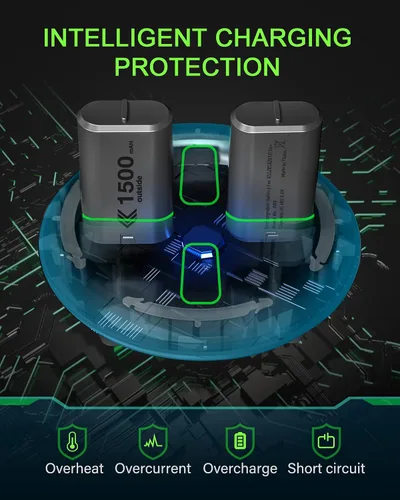 Vista 7 de Noiposi Paquete de baterías recargables para Xbox One paquete de 4 baterías recargables de 1500 mAh Xbox One paquete de baterías con cargador