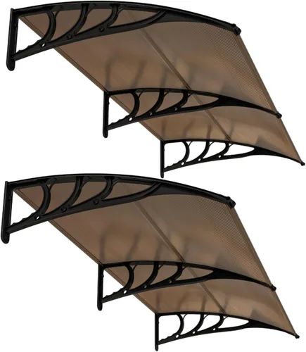 Vista 17 de Tangkula Paquete de 2 toldos de ventana de 30 x 39 pulgadas, toldo moderno de policarbonato para puerta superior con hoja hueca para protección
