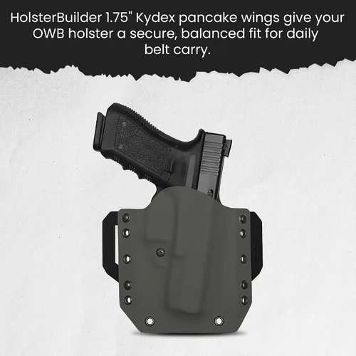 Vista 5 de Kydex - Alas de panqueques para fundas OWB, trabillas ambidiestras para cinturón de 1.75 pulgadas con herrajes, kit de montaje preperforado para un