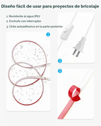 Vista 2 de Tira de luces LED de CA 110V enchufable con interruptor blanco frío 6000K