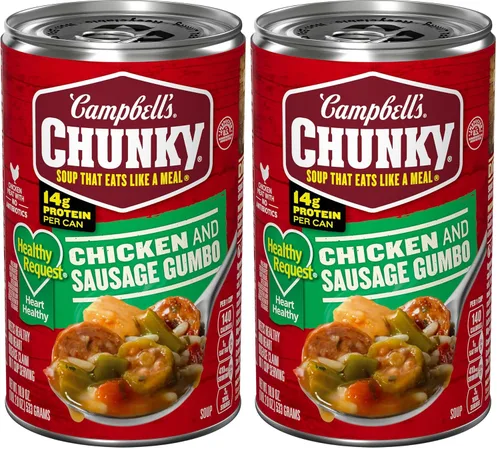 Vista 13 de Campbell’s Chunky Sopa, Healthy Request Pollo y Salchicha Gumbo, lata de 18.8 Oz