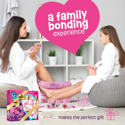 Vista 6 de Pretty Me Kit de día de spa para niñas, juego de regalo de manicura y pedicura para niños de 5 a 10 años, regalos para niñas, kits de pies y uñas