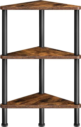 Vista 17 de HOOBRO Estante esquinero, estantería industrial de esquina de pared de 5 niveles con marco de metal, estante de exhibición de plantas, estantería
