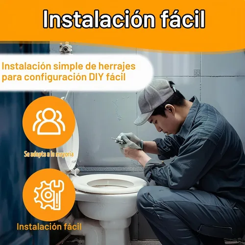 Vista 6 de Reemplazo de bisagra de asiento de inodoro de plástico blanco con pernos, tornillos y tuercas, accesorios universales para soporte de asiento